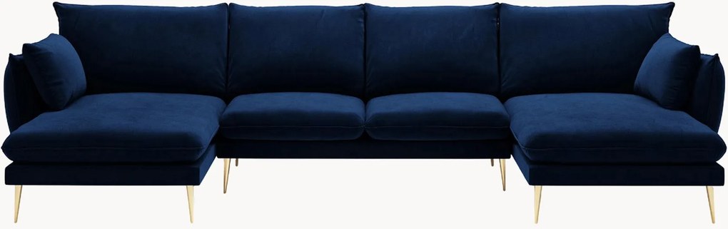 Panoramische fluwelen bank Elio (6-zits)