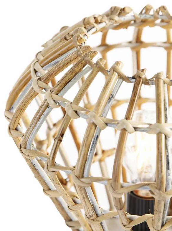 Landelijke tafellamp bamboe met wit - Canna Diamond