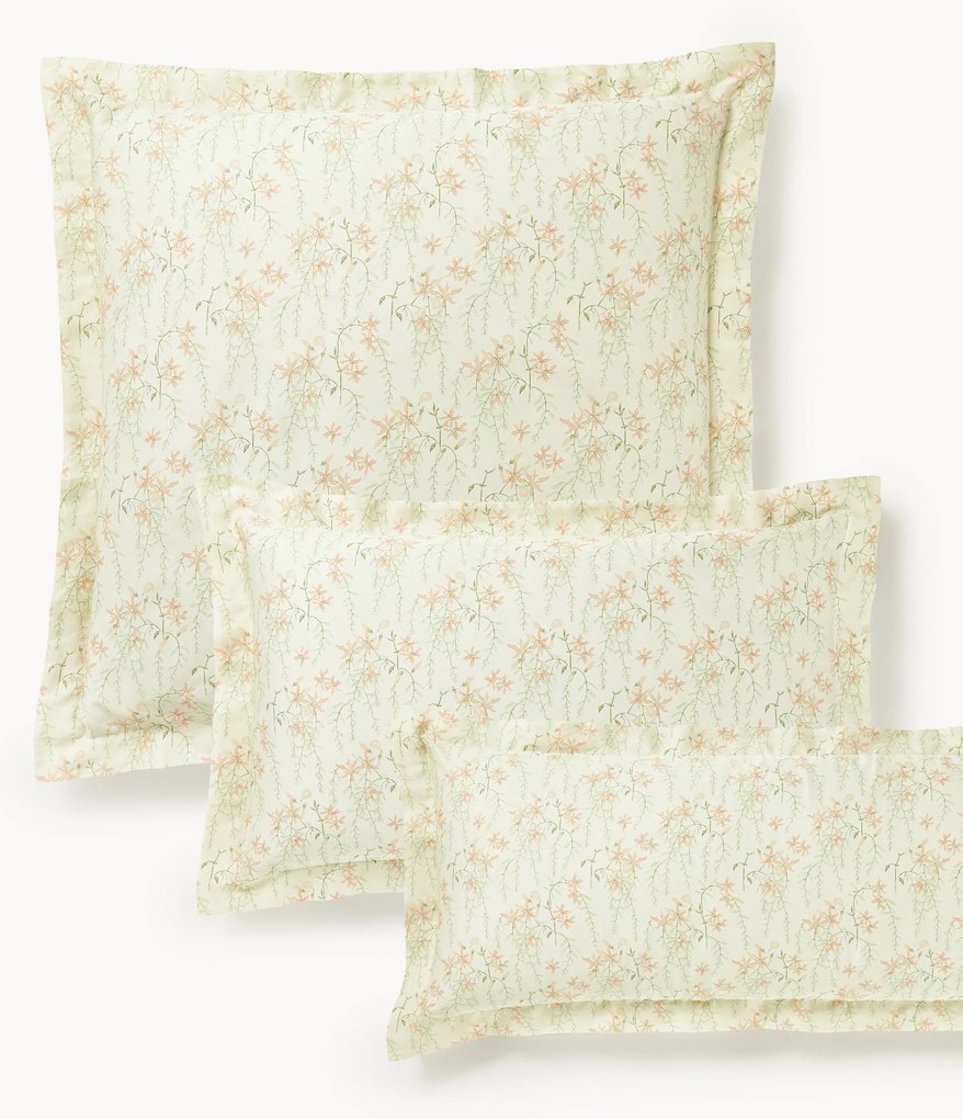 Katoensatijnen kussenhoes Leticia met bloemenprint