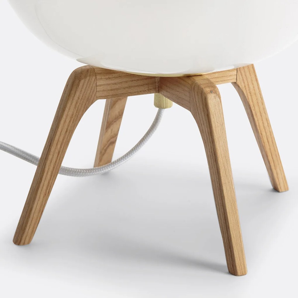 Tafellamp in hout en opaline glas, Boldo