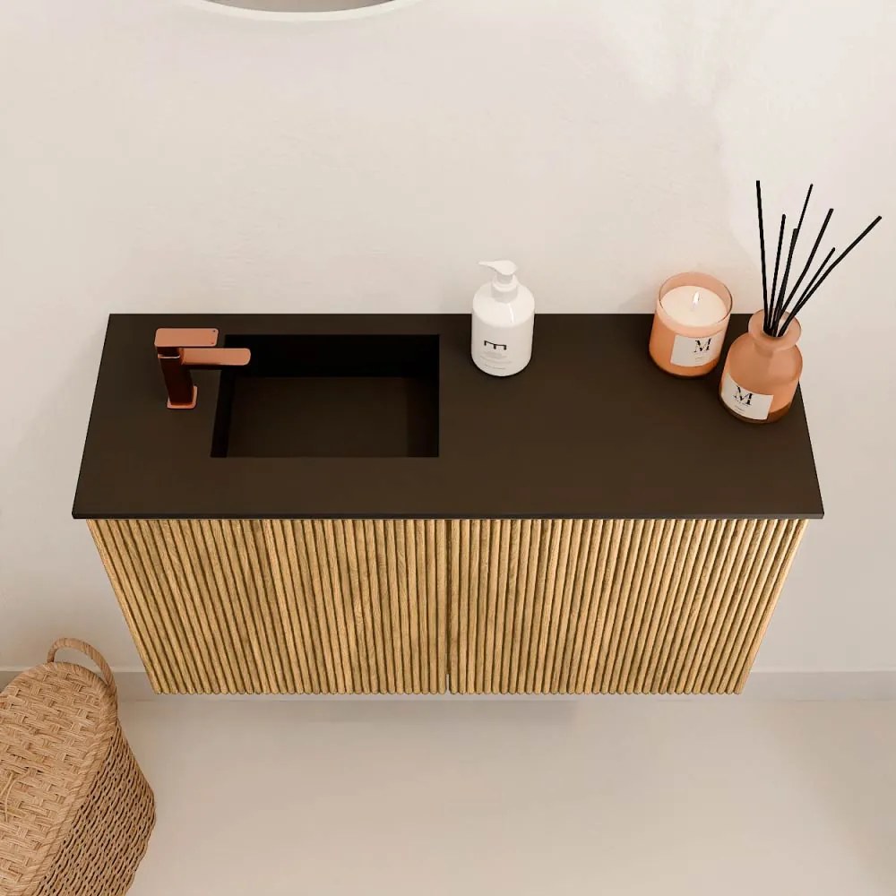 Mondiaz Joya 70cm toiletmeubel oak met wastafel faye links 1 kraangat urban
