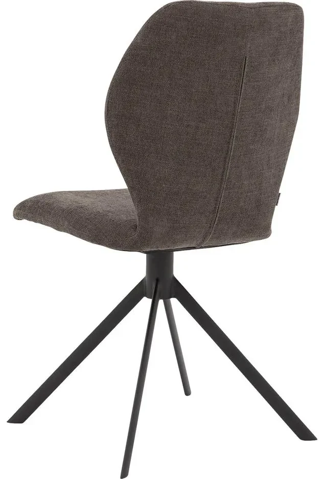 Goossens Eetkamerstoel Hera bruin stof met draaifunctie leuning, modern design