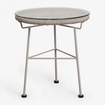 Ronde Bijzettafel Voor De Tuin Ø45 Cm In Ijzer En Synthetisch Rotan Acapulco Bruin - Mokka - Sklum