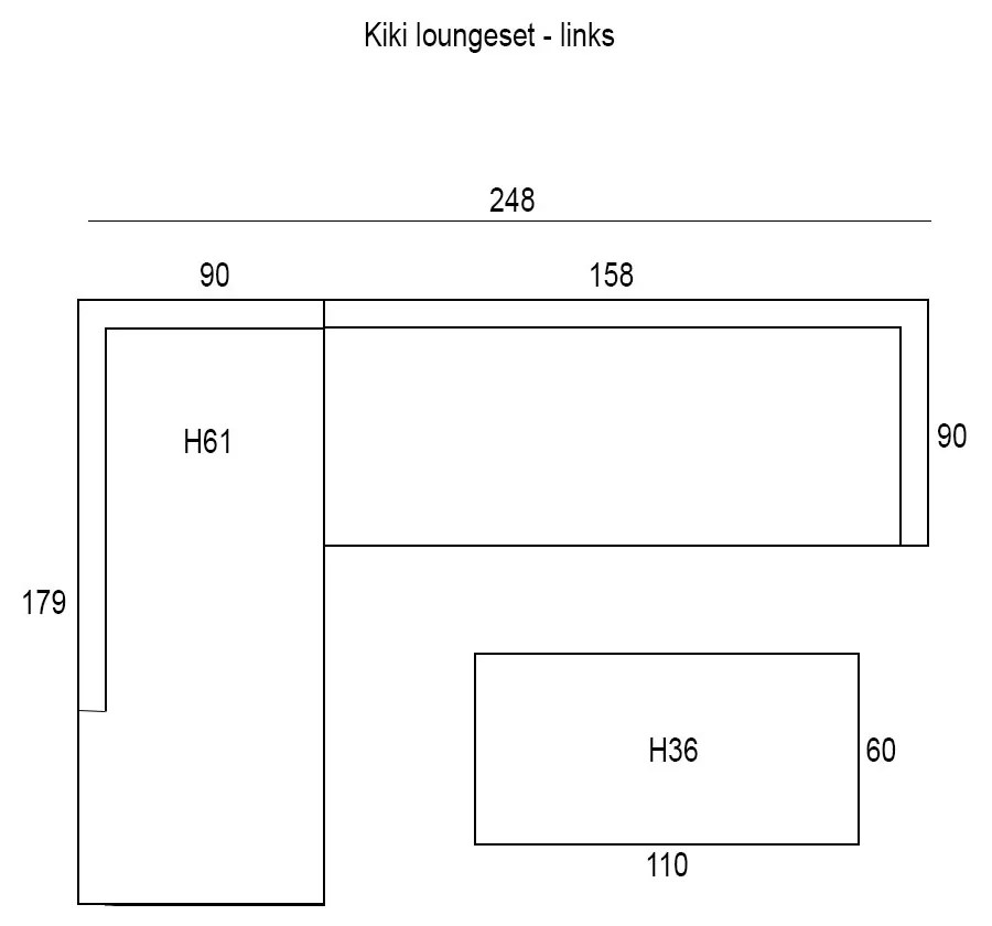 Garden Impressions Kiki loungeset 3-delig links - mint grijs