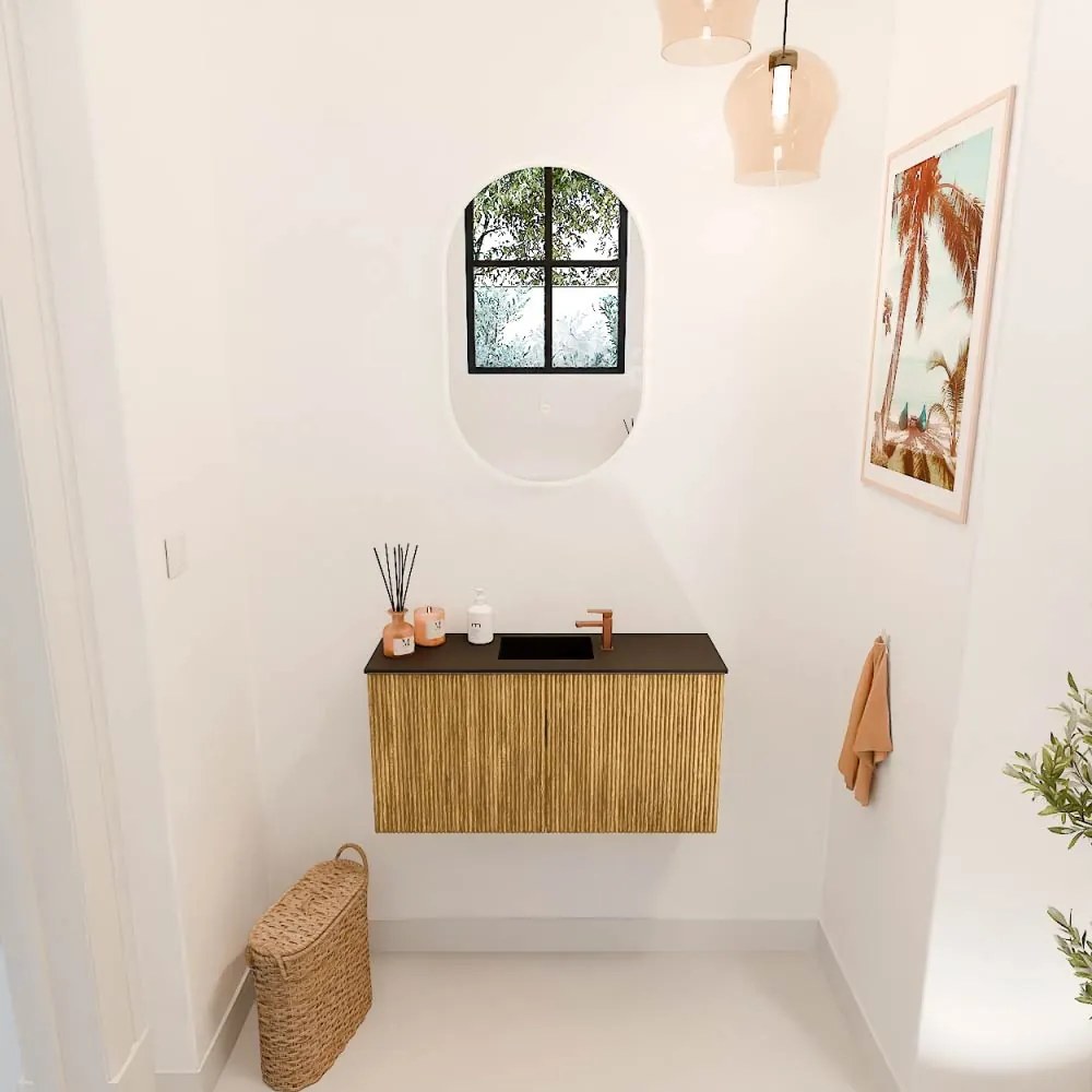 Mondiaz Joya 80cm toiletmeubel oak met wastafel faye midden 1 kraangat urban