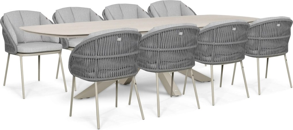 Tuinset 8 personen 300 cm Rope Zand/Beige Santika Furniture Santika