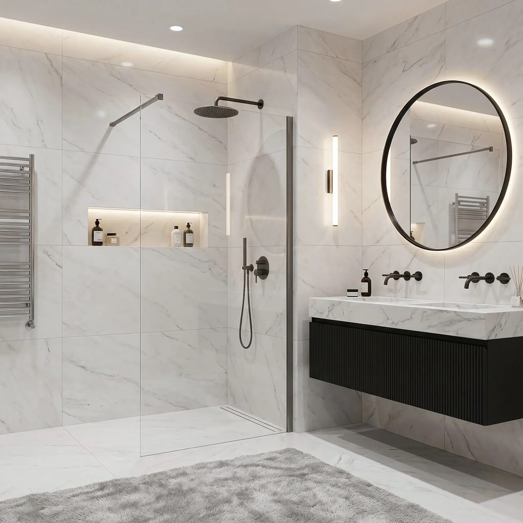 Walk-in douchewand Rea Flexi Transparent / Titan 130