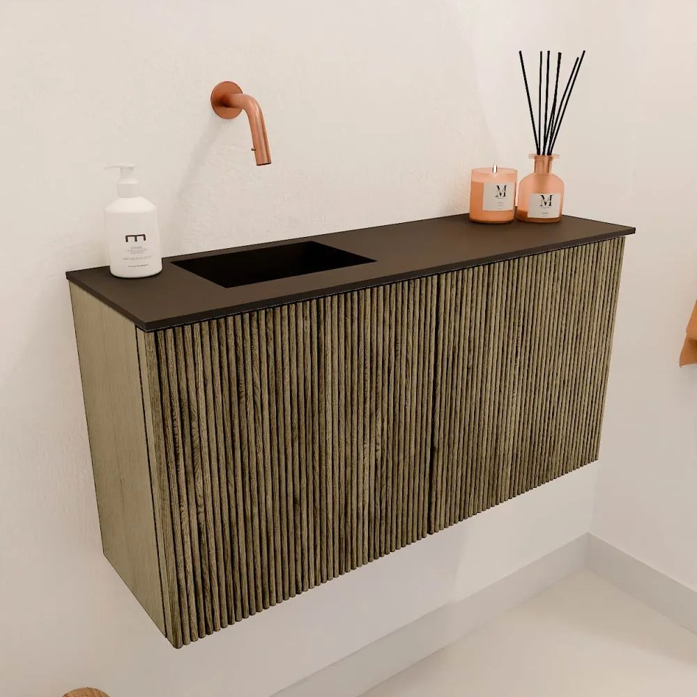 Mondiaz Joya 80cm toiletmeubel dusk met wastafel faye links zonder kraangat urban