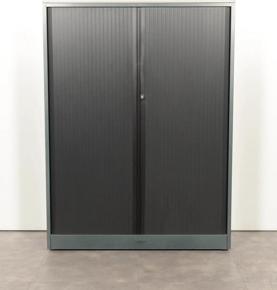 Roldeurkast, donker groen/zwart, 161 x 120 cm, incl. 3 legborden