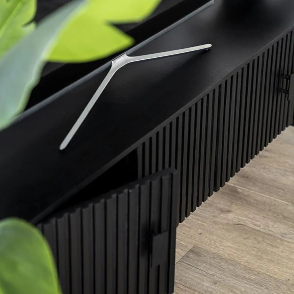 Zwart Tv-meubel Ronde Hoeken - 170x45x56cm.