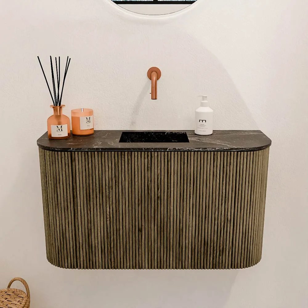 Mondiaz Joya DLux 75cm toiletmeubel ronding links/rechts dusk met wastafel faye midden zonder kraangat lava