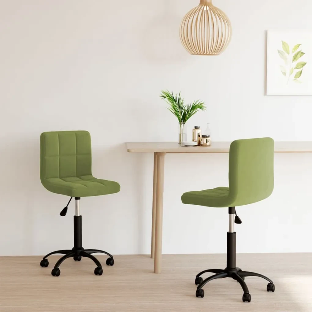 vidaXL Eetkamerstoelen 2 st draaibaar fluweel lichtgroen