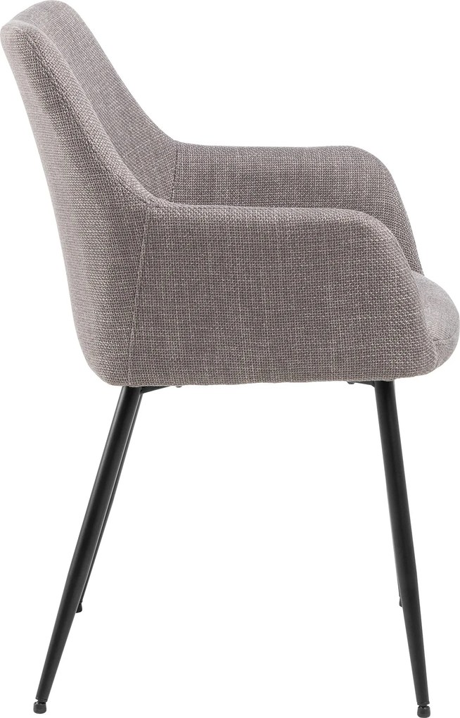 VERA Lichtgrijs Taupe (stof Basel 34) - MODERNE KUIPVORMIGE GESTOFFEERDE STOEL VOOR WOONKAMER / LOFT