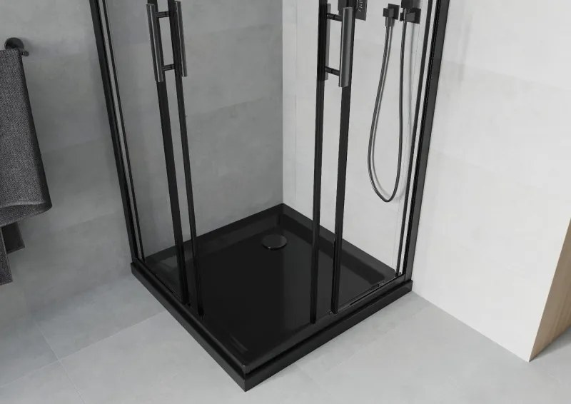 Mexen Rio kwadratische douchecabine 90 x 90 cm, transparant, zwart + Flat douchebak, zwart - 860-090-090-70-00-4070B