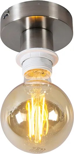 Moderne plafondlamp staal zonder kap - Combi