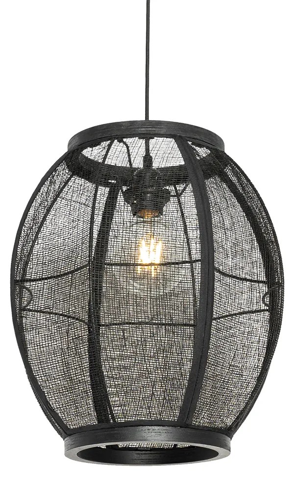 Oosterse hanglamp zwart stof 35 cm - Rob