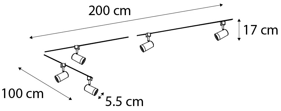 Smart railsysteem wit 1-fase 5-lichts incl. Wifi GU10 - Jeana Modern GU10 Binnenverlichting Lamp