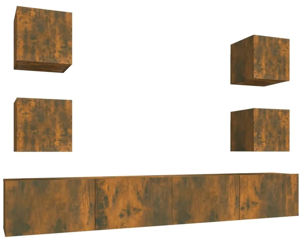 vidaXL 6-delige Tv-meubelset bewerkt hout gerookt eikenkleurig