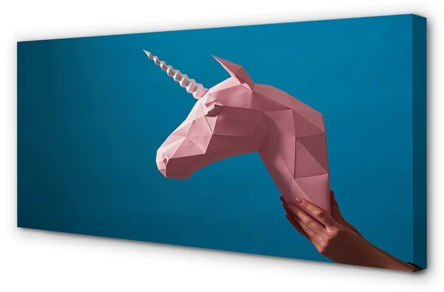 Foto op canvas Roze eenhoorn origami 100x50 cm