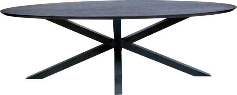 Eettafelblad ovaal eiken fineer zwart - 240 x 120 x 4 cm