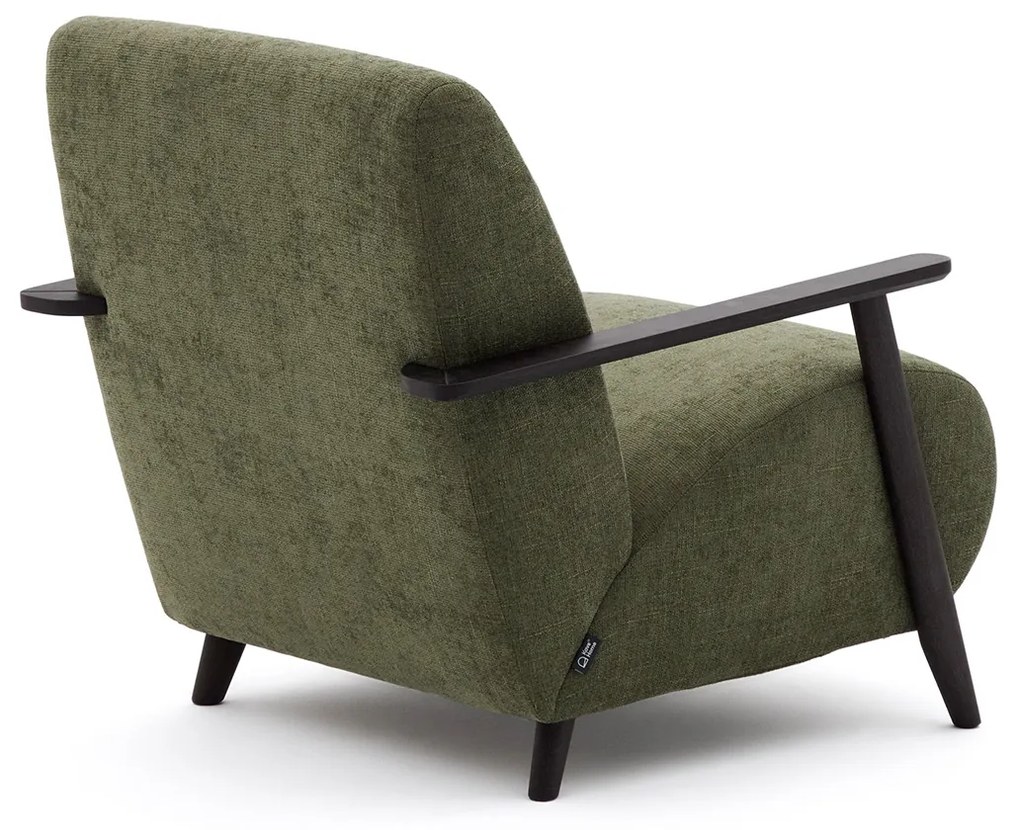 Kave Home Meghan Retro Fauteuil Groen En Wenge Hout