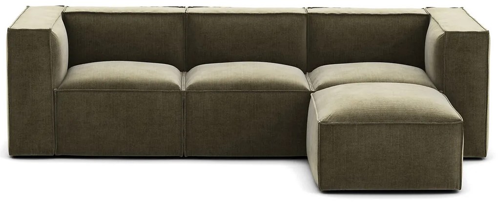 Modulaire zetel, 3-zit en poef, vintage fluweel Seven