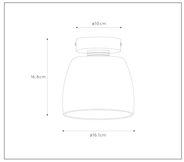 Lucide Tyler plafondlamp 33W smoke glas goud