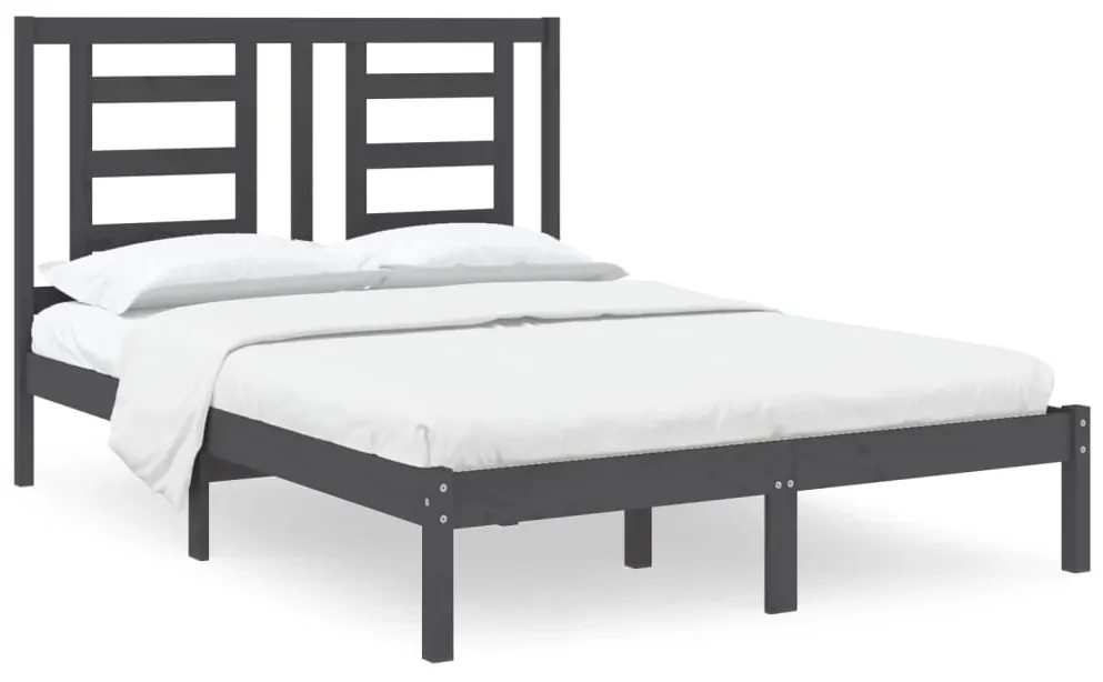 vidaXL Bedframe massief hout grijs 120x190 cm 4FT Small Double
