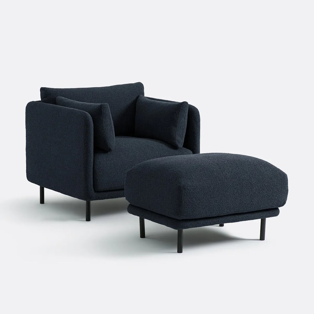 Fauteuil, fijne bouclé stof, VICTOR