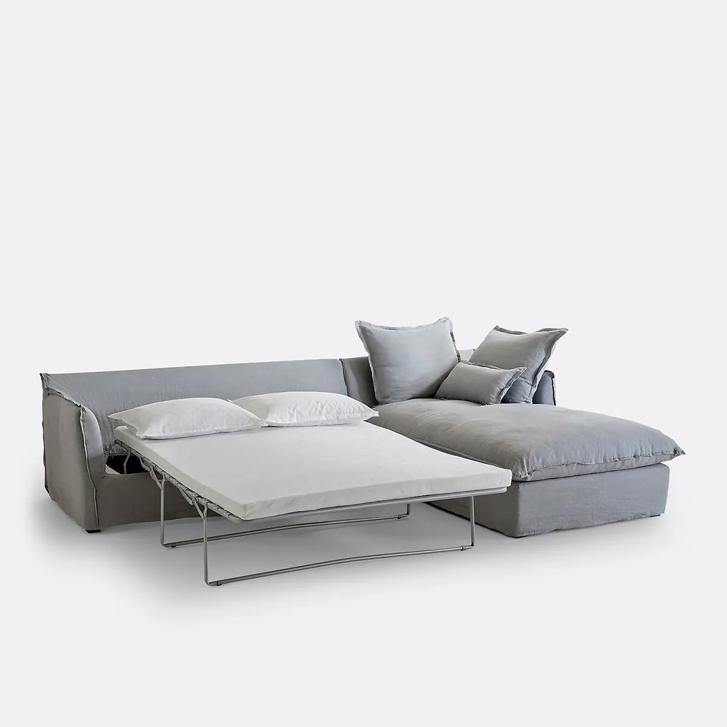 4-zits hoekbank met afneembare hoezen, omvormbaar, in gekreukt linnen, Odna