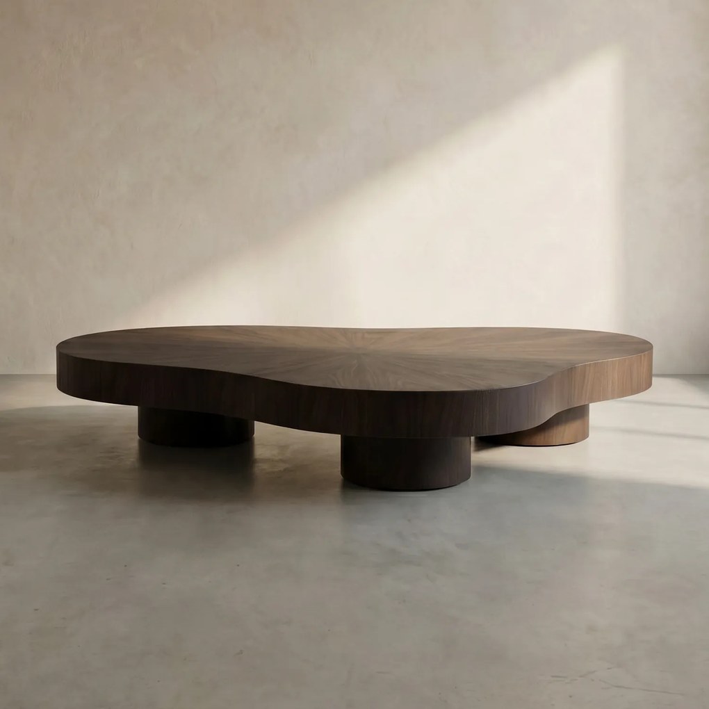 Grote Salontafel Walnoot Organisch - 150 X 110cm.