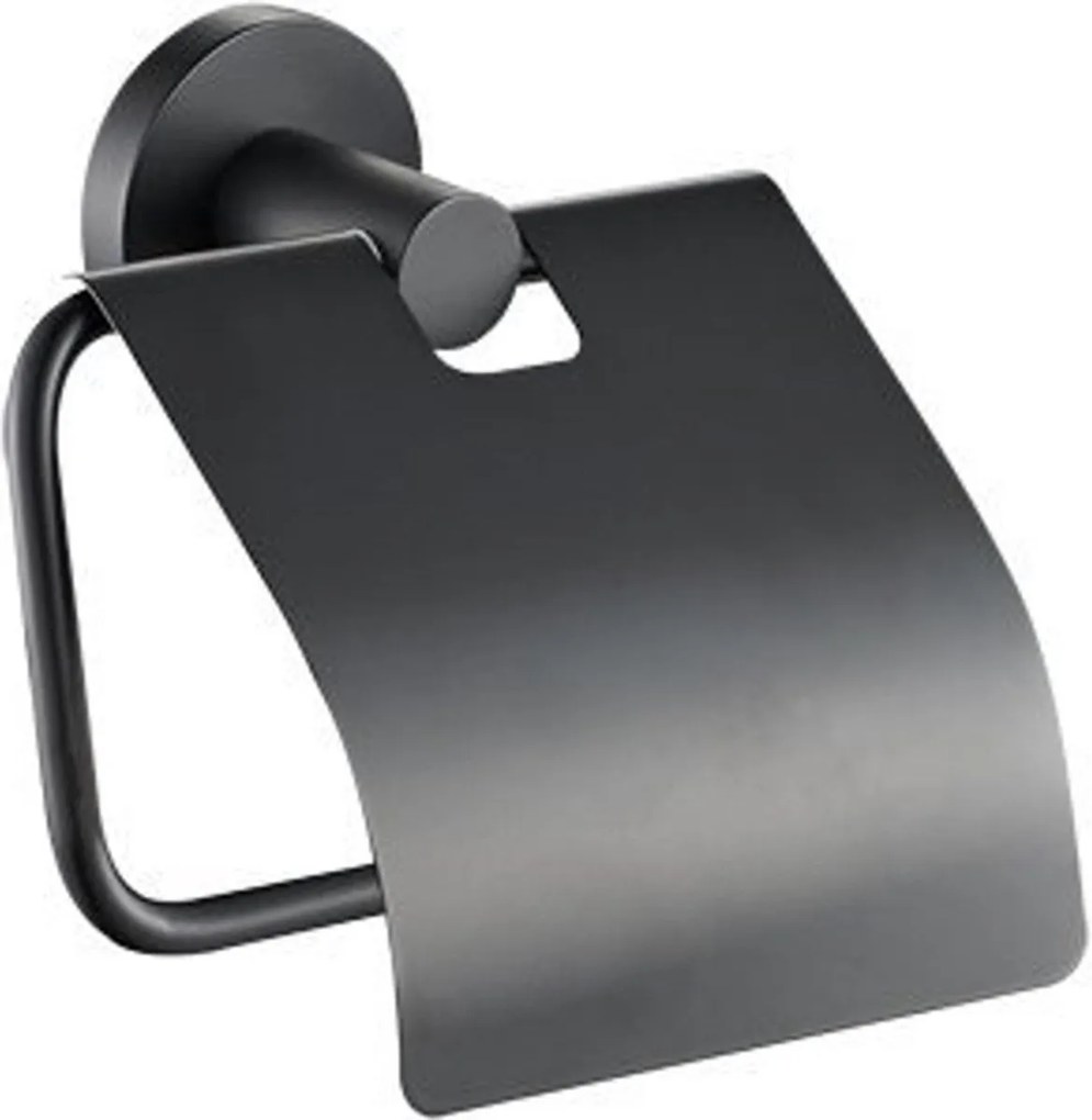 Plieger Vigo toiletrolhouder met klep mat zwart