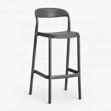 Set Van 4 Stapelbare Hoge Krukken Van Polypropyleen Brenza Grijs – Grafiet & ↑75 Cm - Sklum