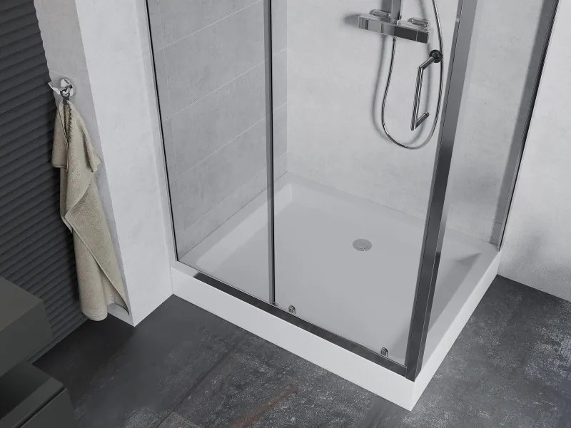Mexen Apia schuifbare douchecabine 100 x 80 cm, transparant, chroom + Rio douchebak - 840-100-080-01-00-4510