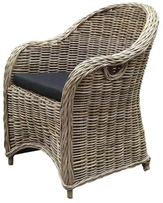 Barcelona dining tuinstoel naturel rotan - olefin black