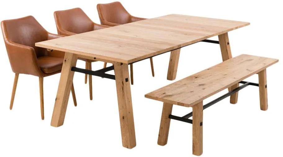 Eethoek Norsholm Uppsala (tafel met 3 stoelen + bank) - bruin/zwart - Leen Bakker