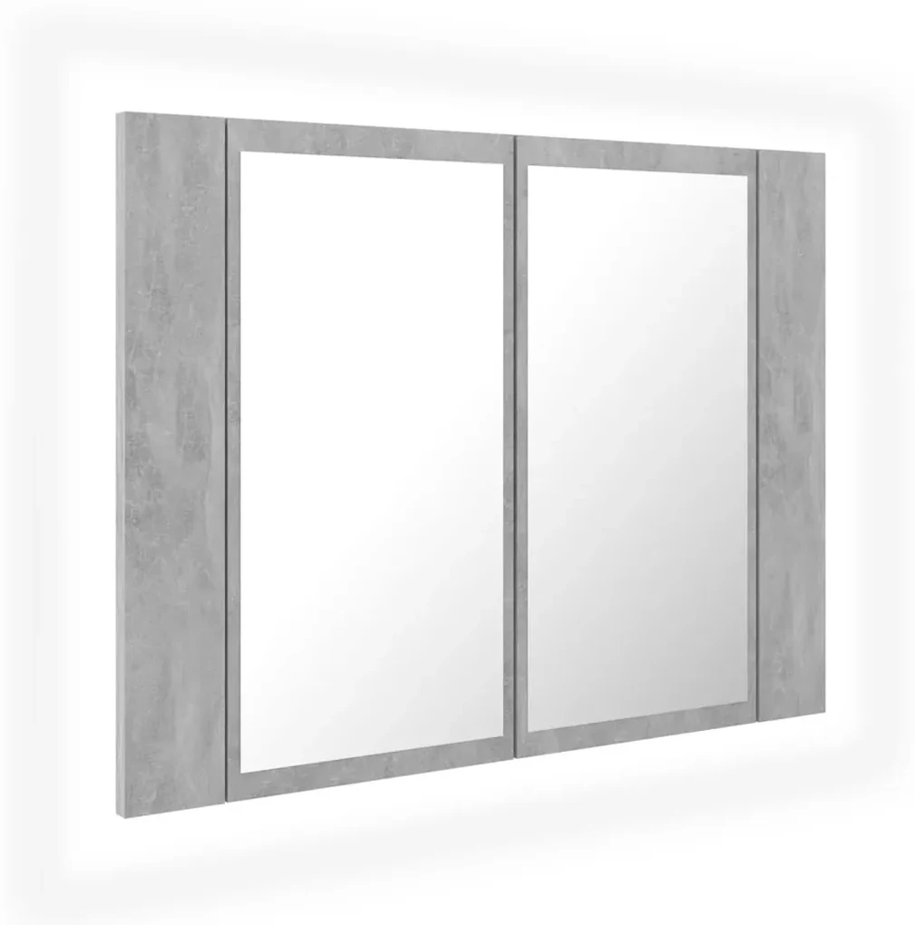 vidaXL Badkamerkast met spiegel en LED 60x12x45 cm betongrijs