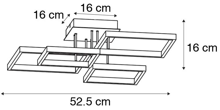 Plafondlamp zwart incl. LED 3 staps dimbaar 4-lichts - Lejo