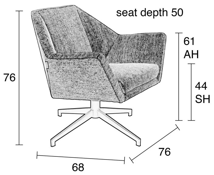 Zuiver Uncle Jesse Retro Draaifauteuil Grijs