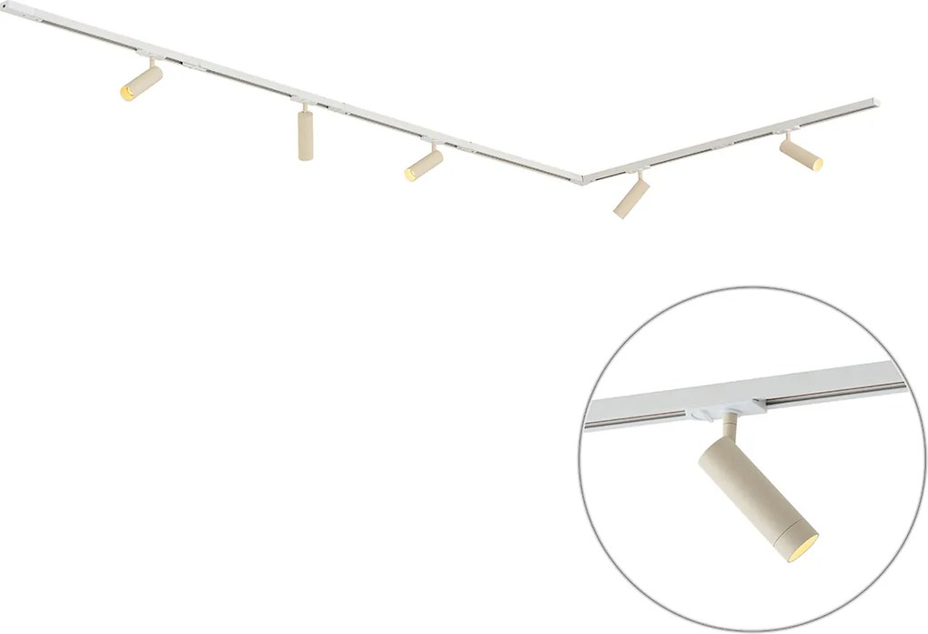 Modern railsysteem met 5 spots wit met beige 1-fase GU10 35mm - Iconic Jeana Luxe