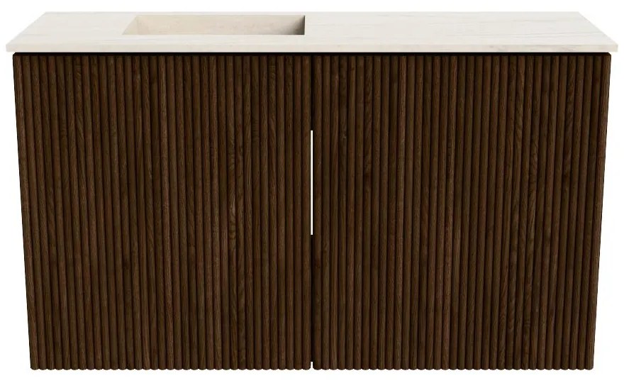 Mondiaz Joya DLux 70cm toiletmeubel walnut met wastafel faye links zonder kraangat meli