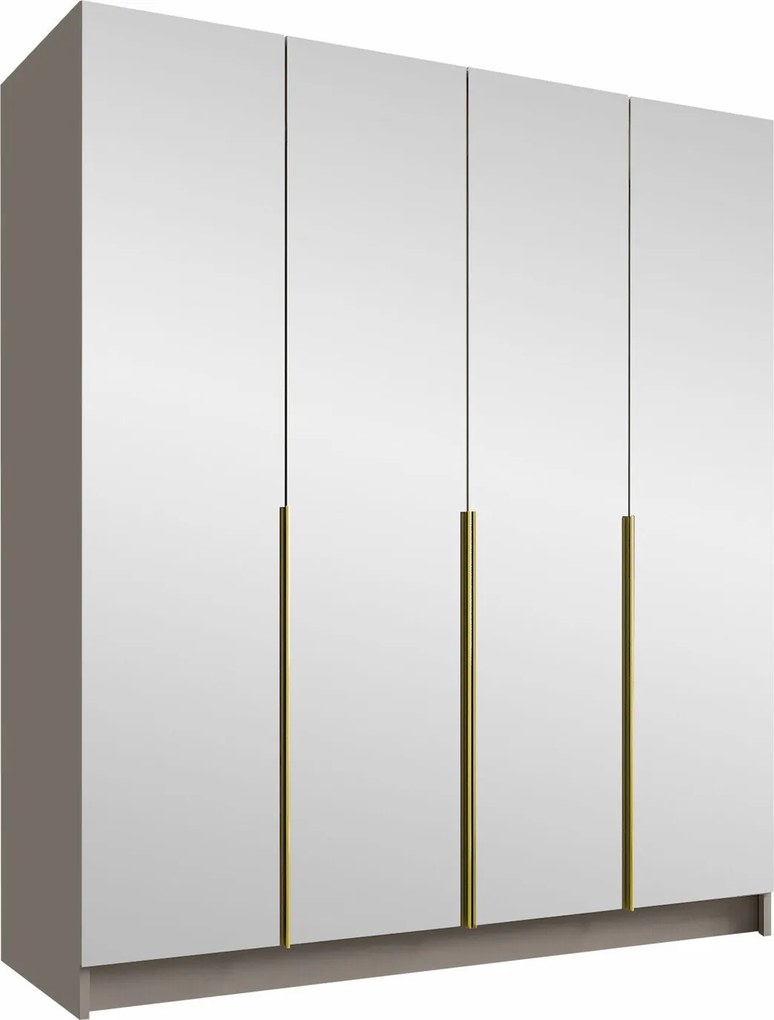 Kledingkast Closico Navor III, Kasjmier, Gouden, 215x200x58cm, 176 kg, Kledingkast deuren: Met scharnieren