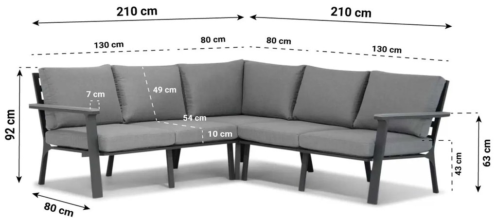 Hoek loungeset  Aluminium Grijs 6 personen Lifestyle Garden Furniture Palazzo