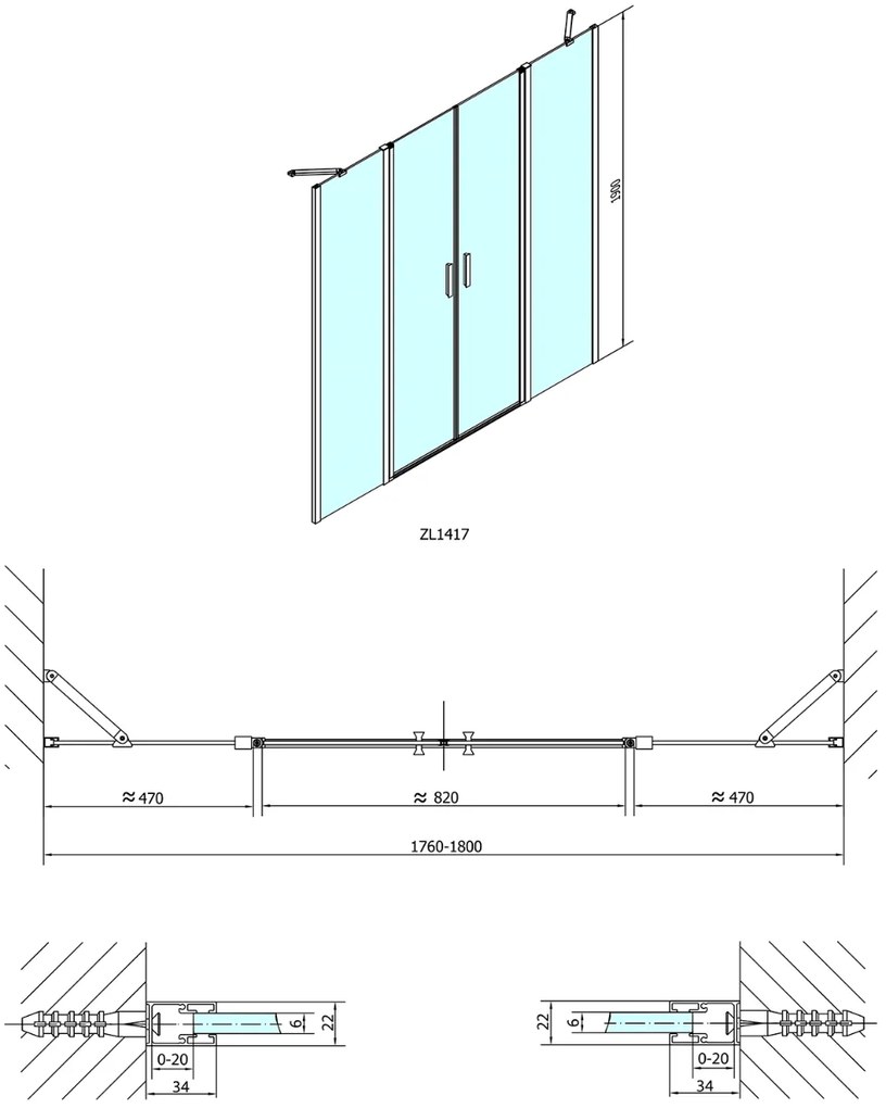 Polysan Zoom Line pendeldeur 180cm chroom
