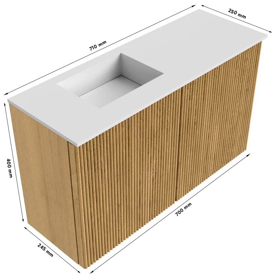 Mondiaz Joya DLux 70cm toiletmeubel oak met wastafel faye links 1 kraangat meli