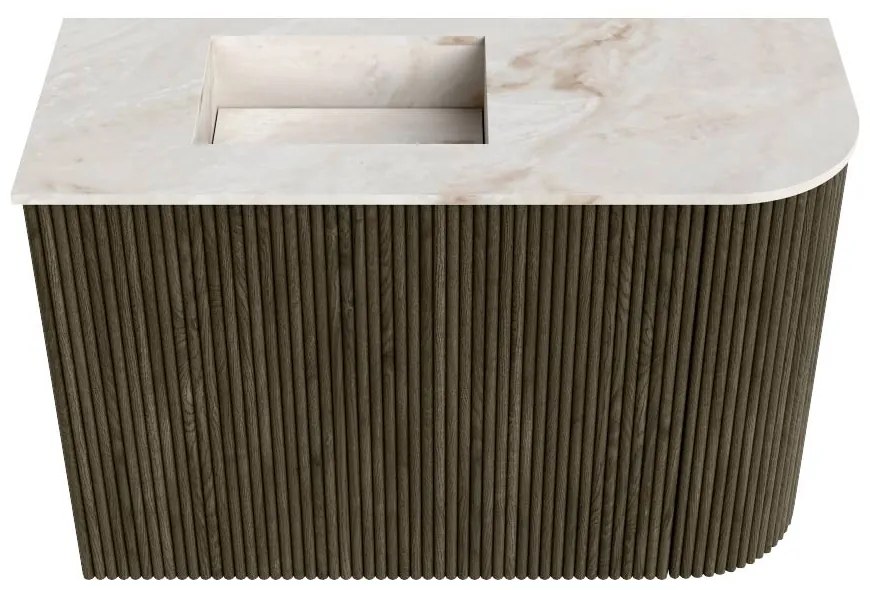 Mondiaz Joya DLux 60cm toiletmeubel ronding rechts shadow met wastafel faye links zonder kraangat frappe