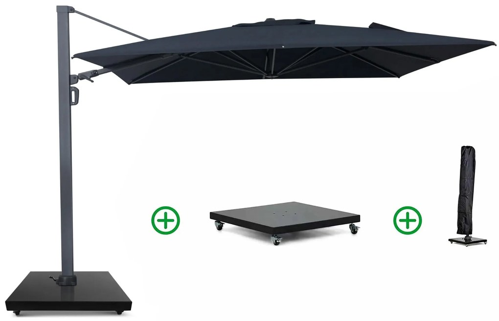 Zweefparasol 3x3.5m S2 Excellent (incl. voet + hoes) Grijs-antraciet Camello Luna