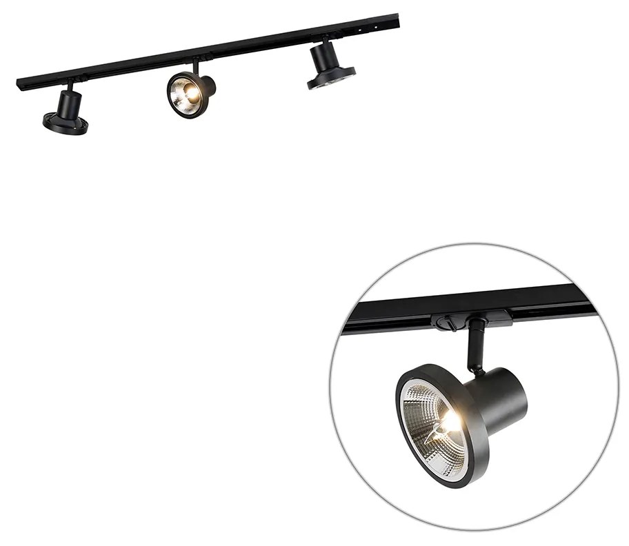 Modern railsysteem met 3 Spot / Opbouwspot / Plafondspots zwart 1-fase 100 cm - Iconic Jeany Modern GU10 Binnenverlichting Lamp