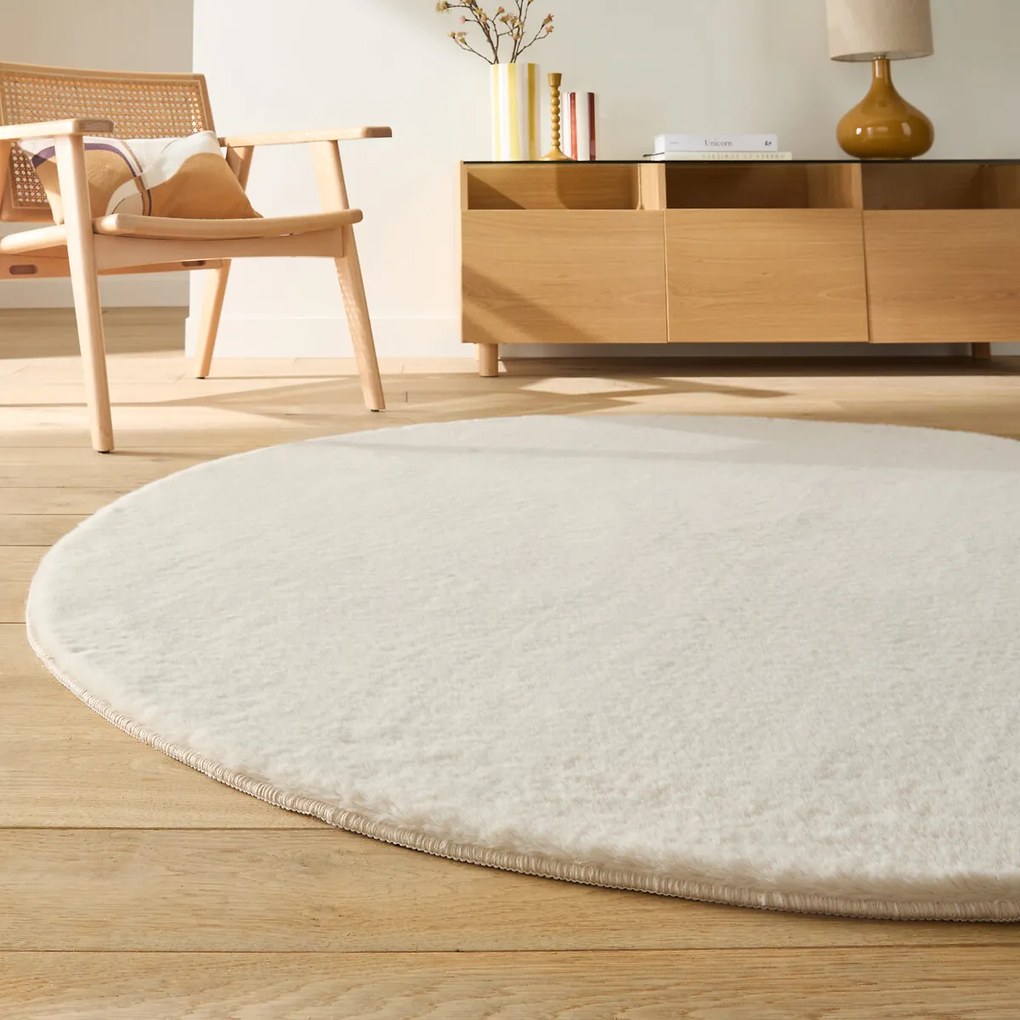 Rond vloerkleed van imitatiebont, Esmia
