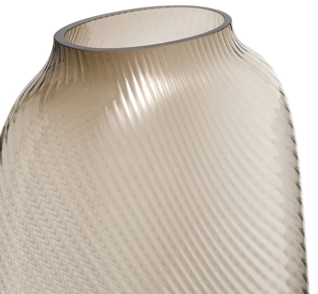 Vaas in geribbeld smoked glas H30,5 cm, Anadia